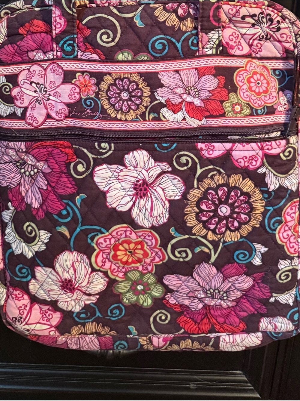 Vera Bradley Quilted Floral Tote - Brown, Pink & Turquoise